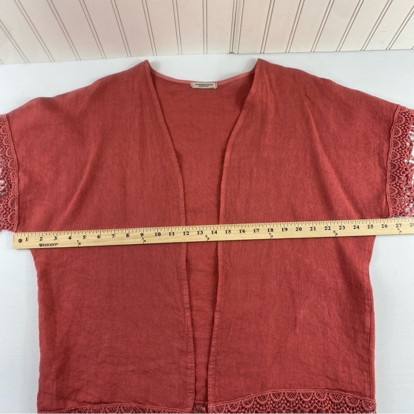 Valentina Naldi Made in Italy Coral 100% Linen Lace‎ Fringe Trim Kimono O/S - Picture 8 of 12